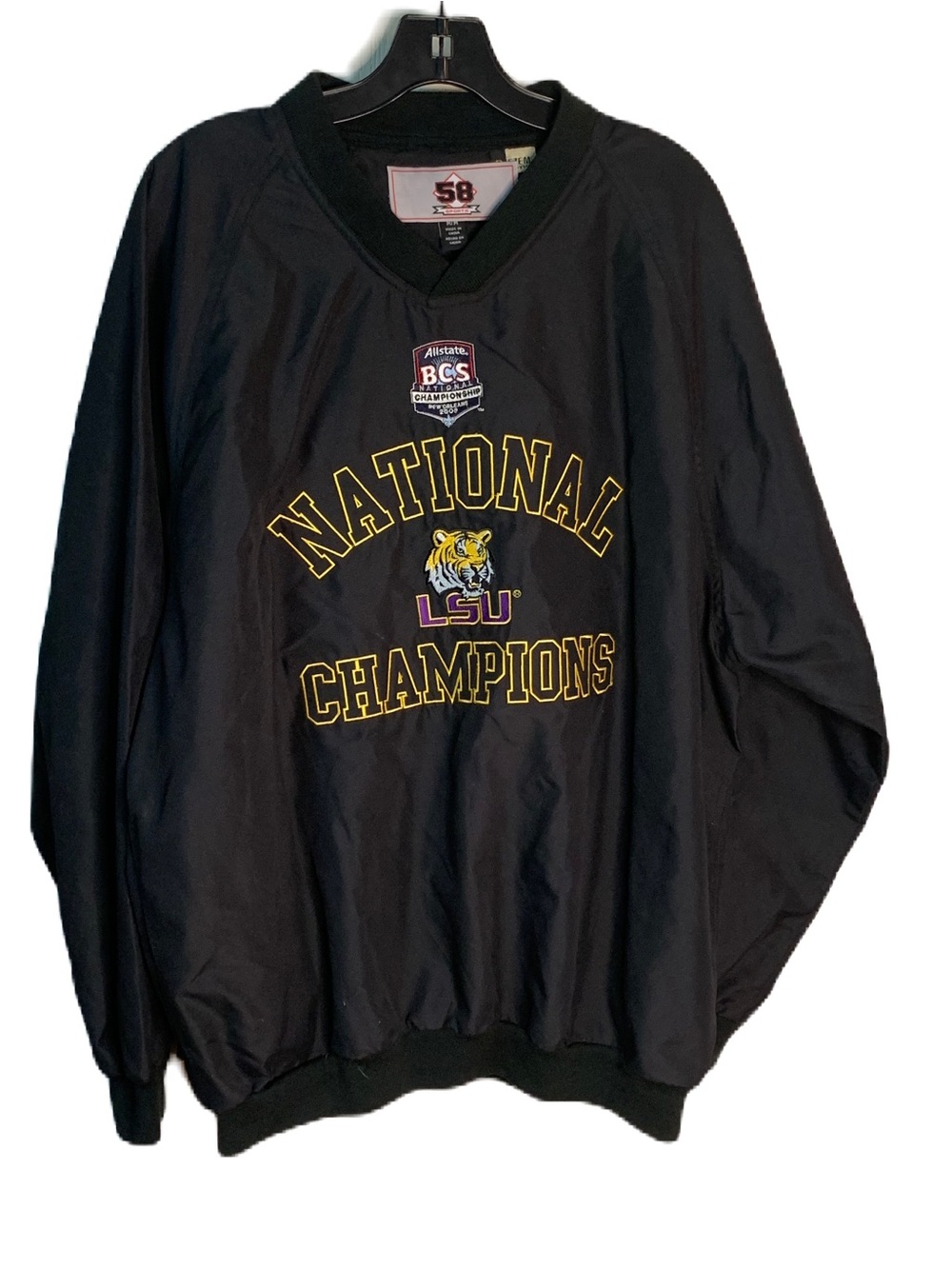 LSU National Champions Black Windbreaker Pullover 2008. SZ Med. 58 Sports